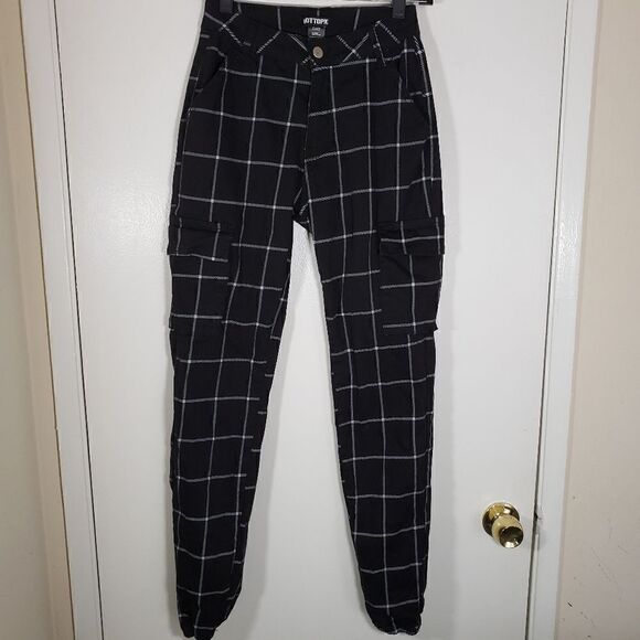 Hot Topic Checker Print Cargo Pants 90s Fall Casual Size XS - Picture 1 of 8